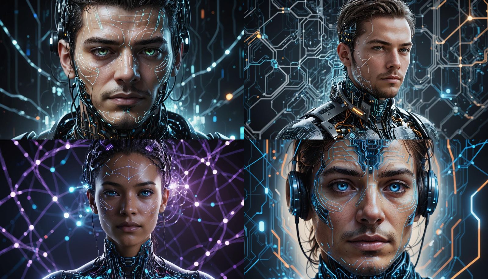 Futuristic AI Developer Avatar with Neural Network Integrati...