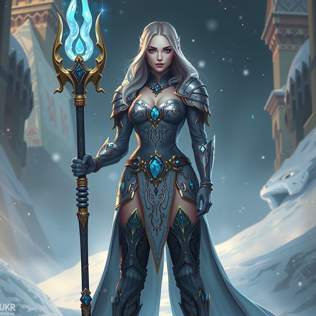Majestic Frost Mage in Silver Armor Radiates Power