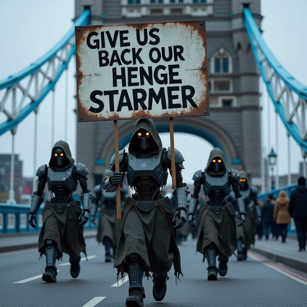 Robots Demand Henge Starmer on Tower Bridge