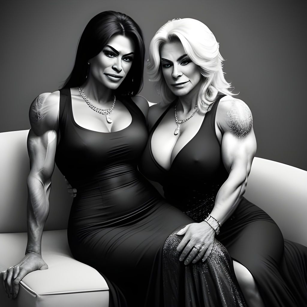 Glamorous Bodybuilders in Evening Wear, Hyperrealistic