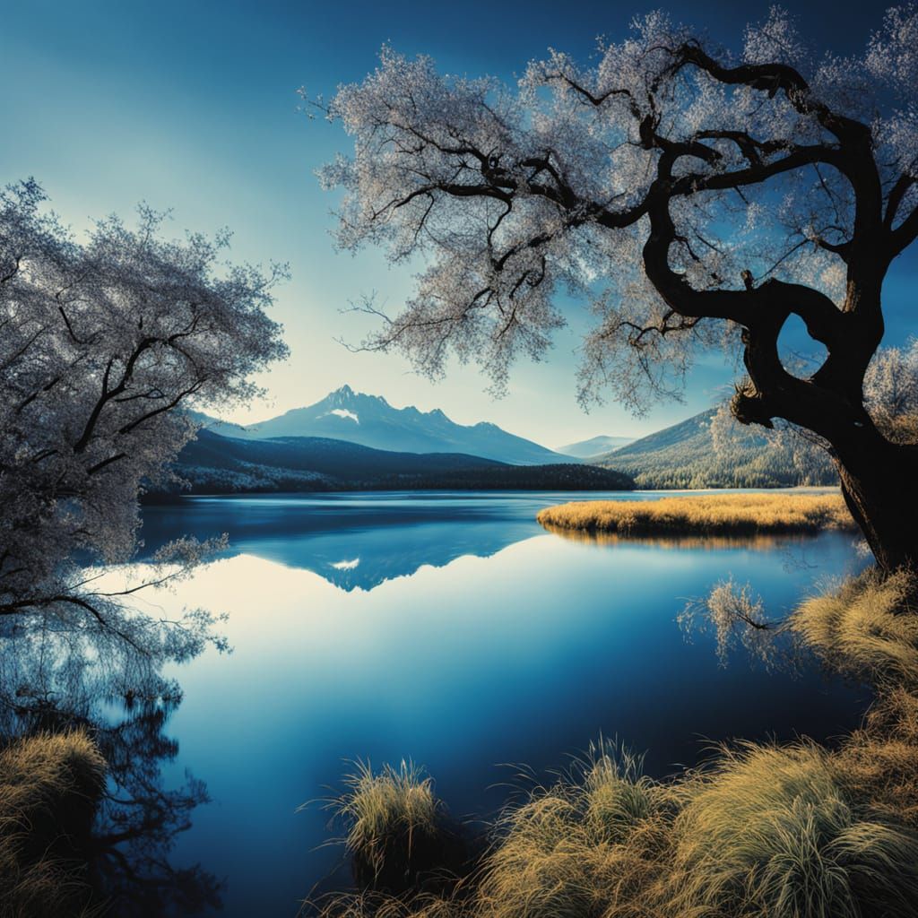 Ethereal Summer Serenade on a Lush Blue Lake