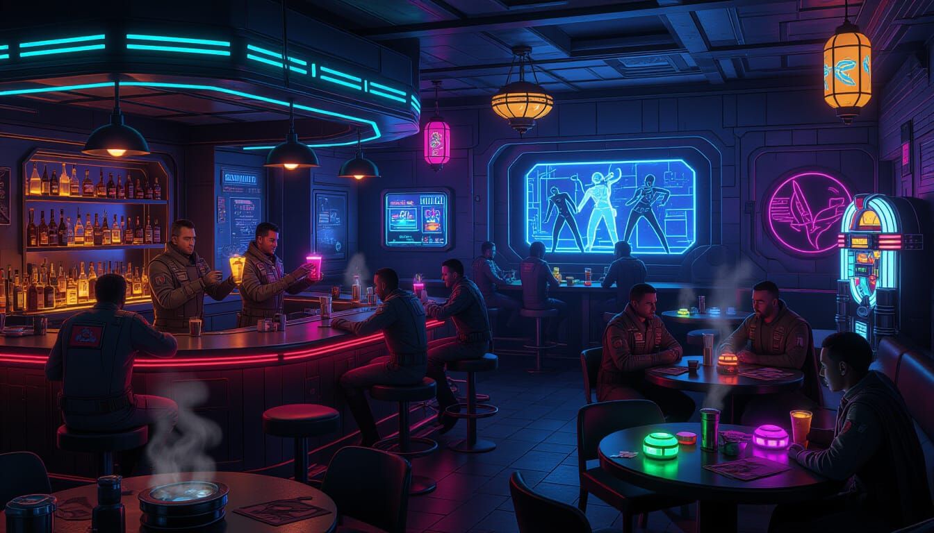 Vibrant Spaceport Cantina Scene