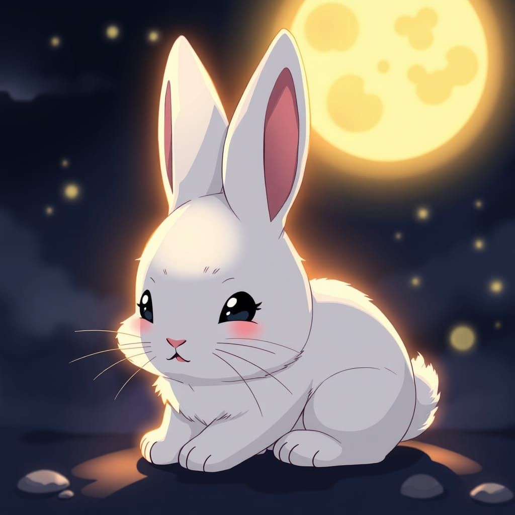 Adorable Anime Moon Rabbit in Manga Style