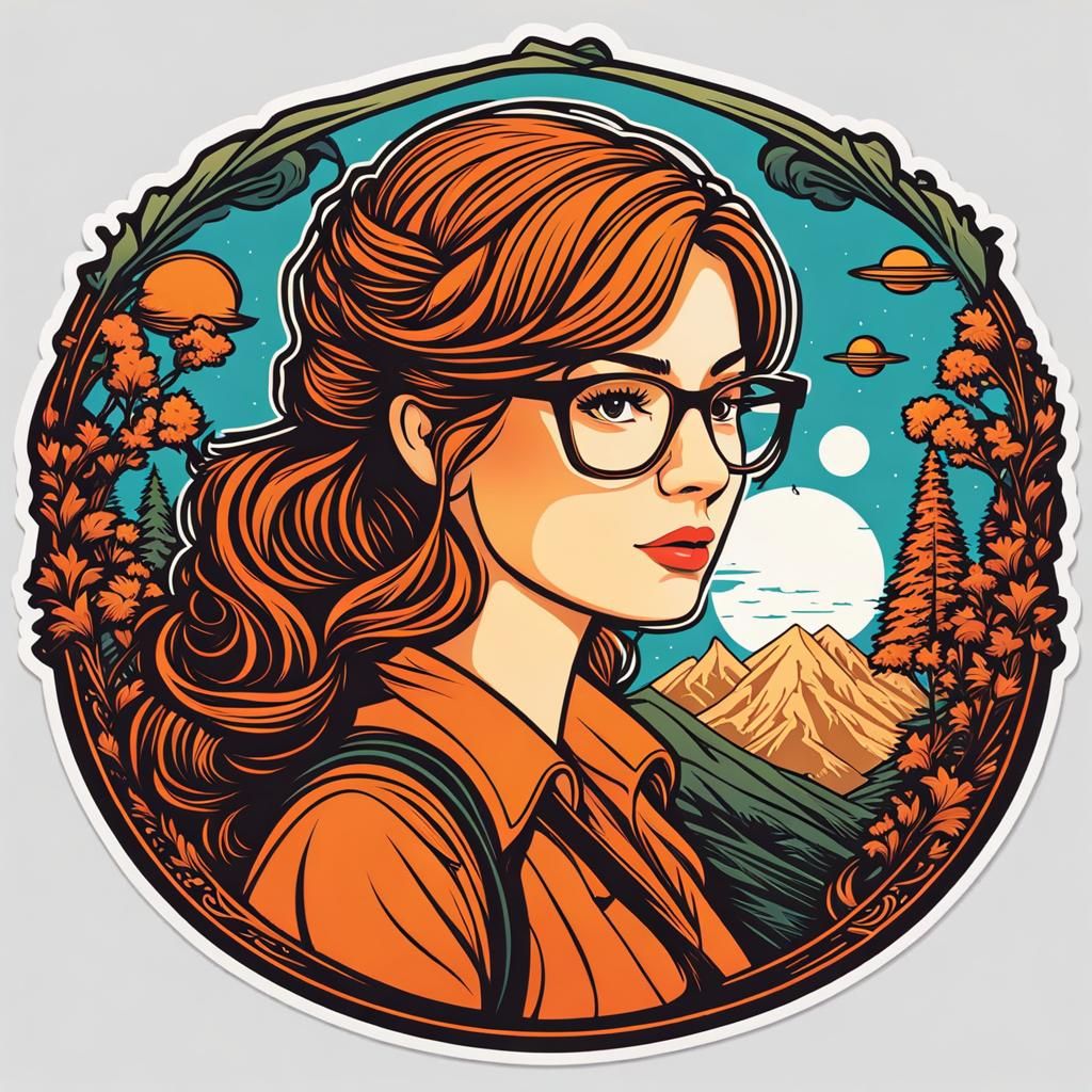 Cute 2D Librarian Sticker in Fantasy Style