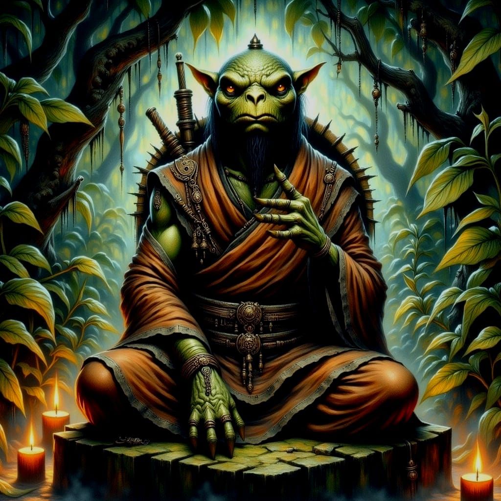 Dark Fantasy Turtle Monk in Humanoid Form