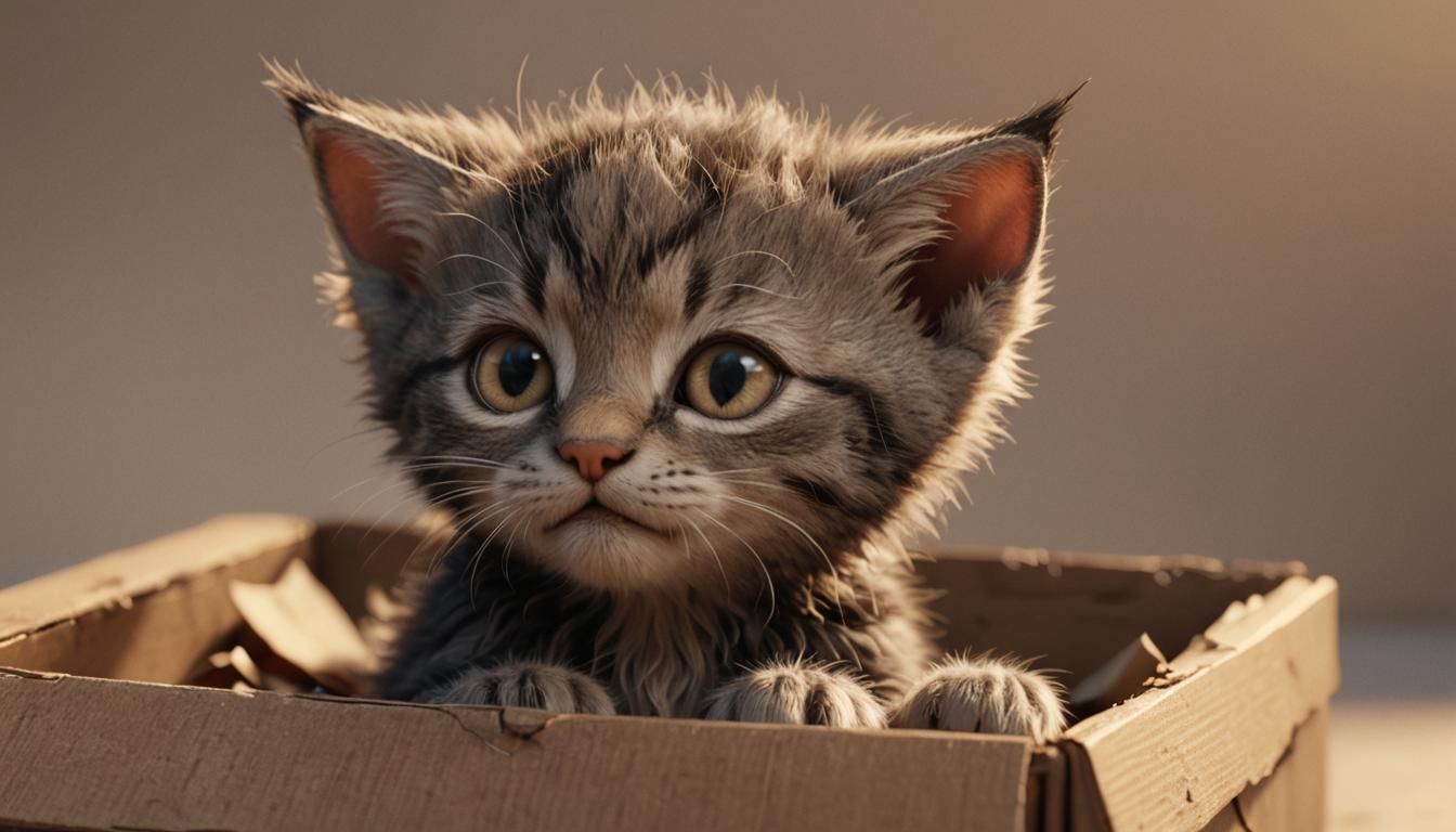 Heart-Wrenching Kitten in Pixar-Style 3D Animation