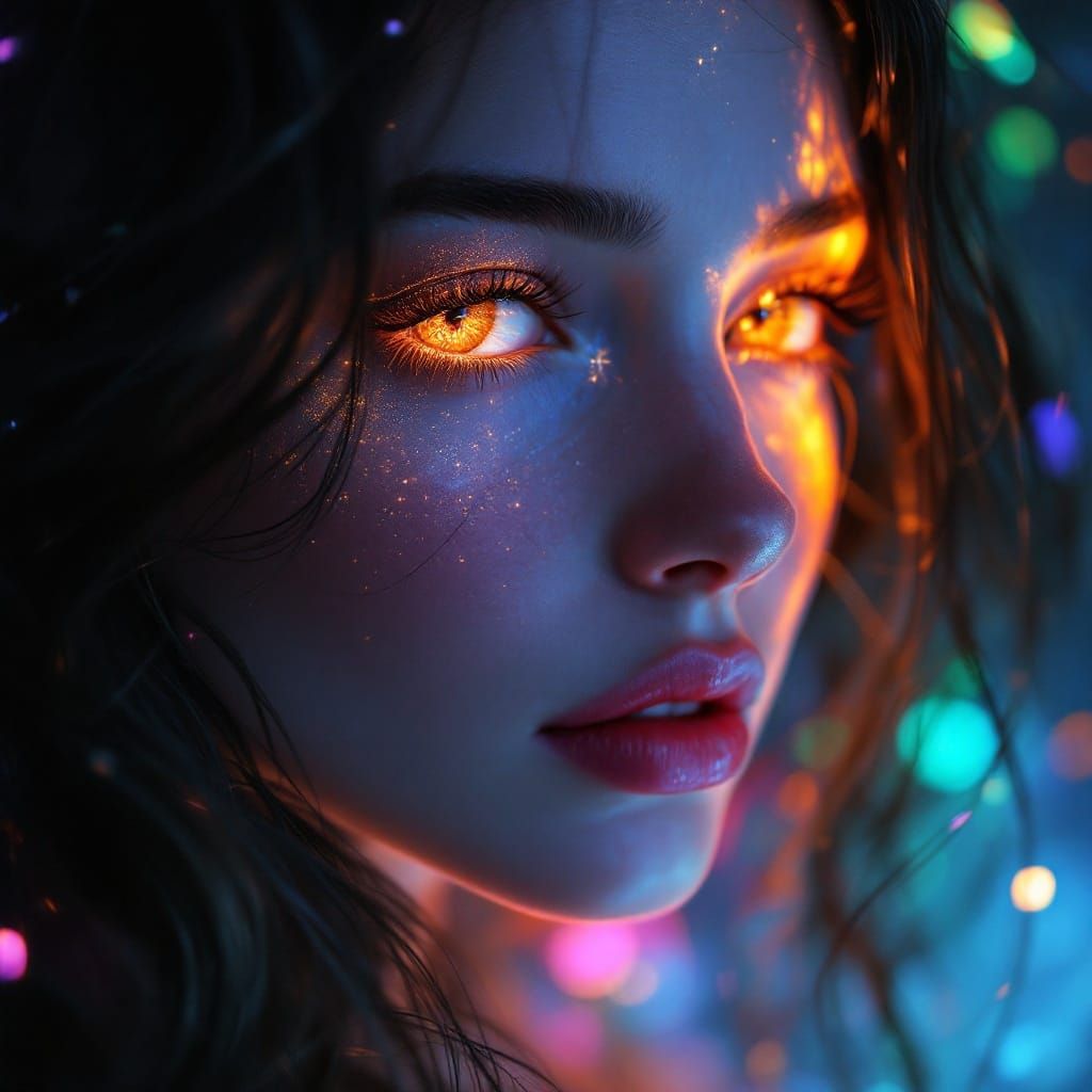 Ethereal Woman's Face in Mystical Fantasy Realm