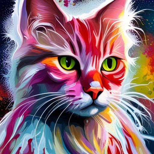 Realistic Cat Paint Splat Graffiti Art