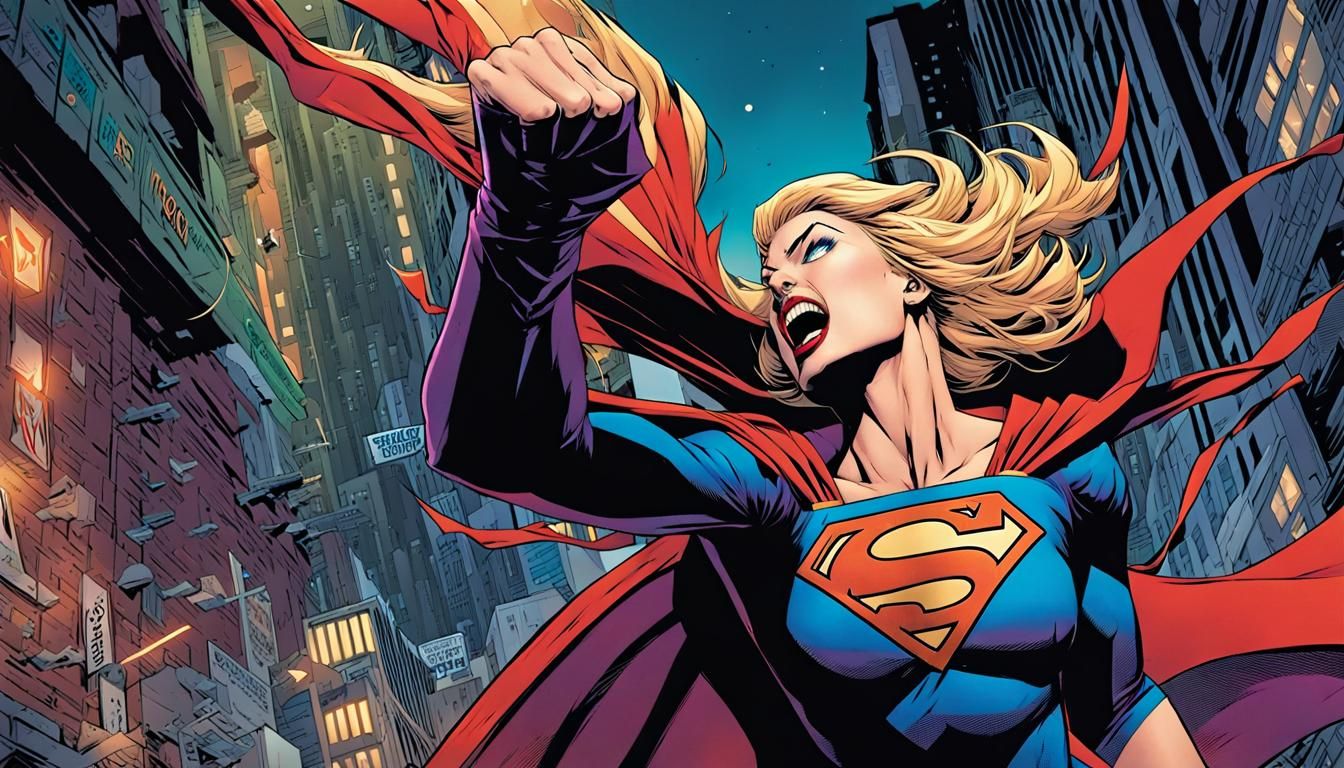 Supergirl Punches Joker: Comic Book Art