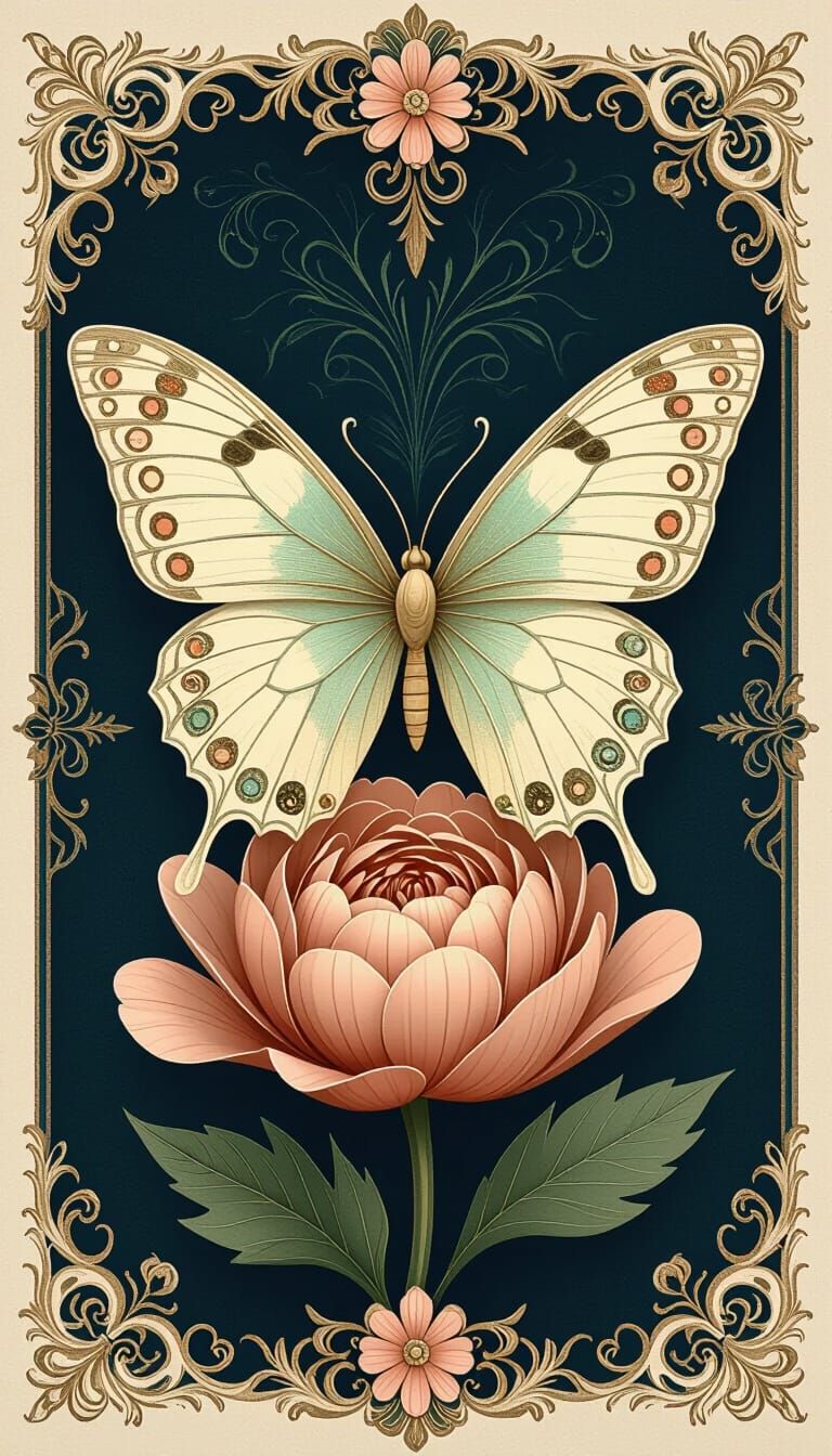 Lace-Cut Papercraft Butterfly on Paper Flower