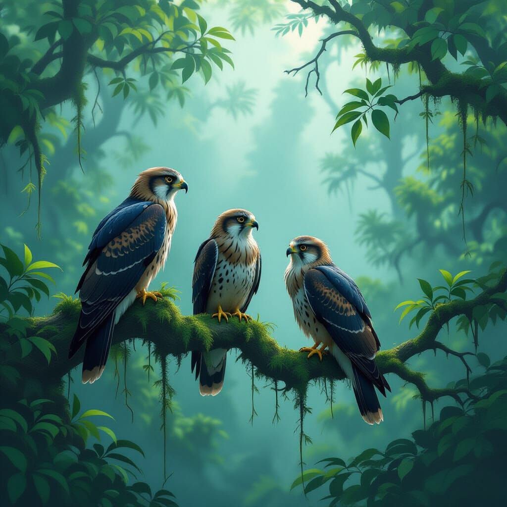 Birds of Prey in Detailed Illustration Style