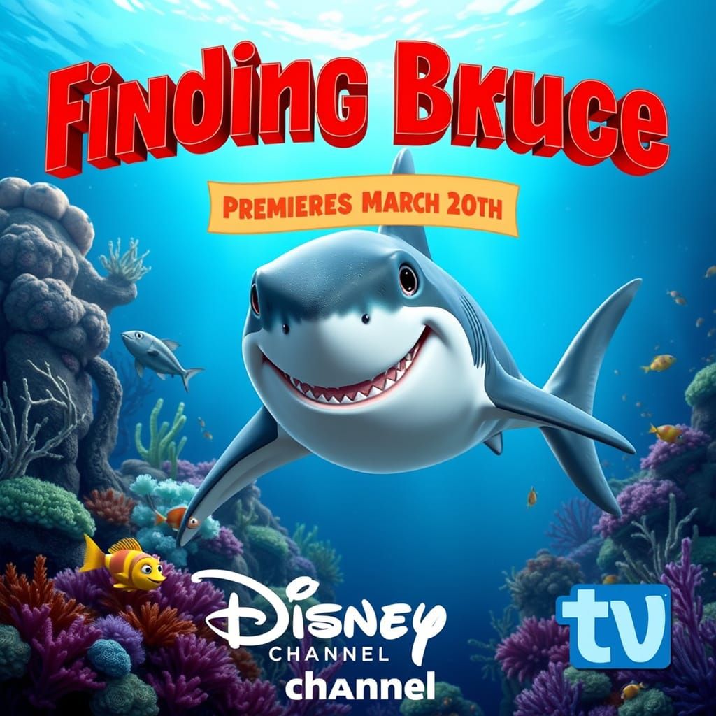 Finding Bruce: A Disney Adventure in Vibrant Blues and White...