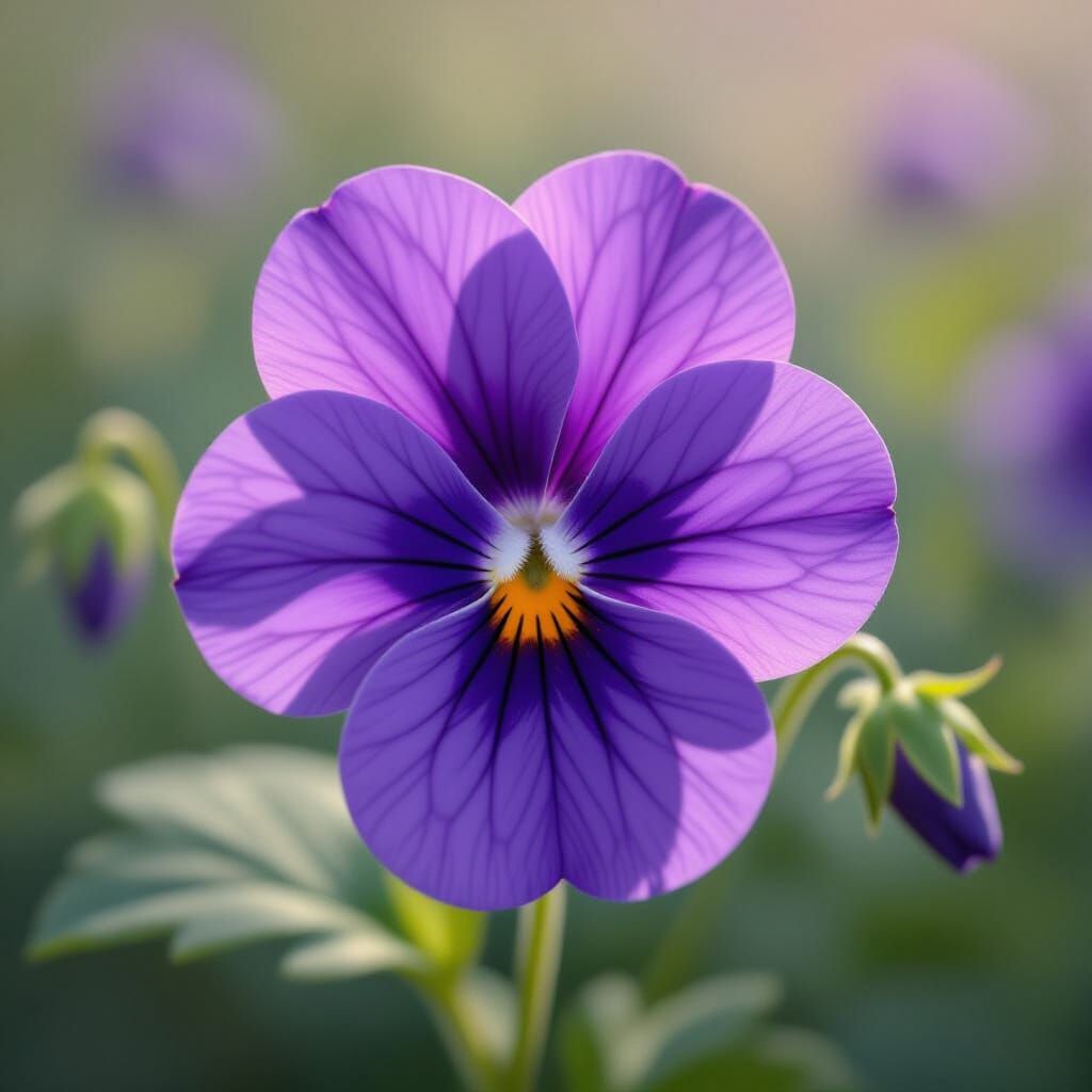 Hyperrealistic Violet Oil Painting with Botanical Detail