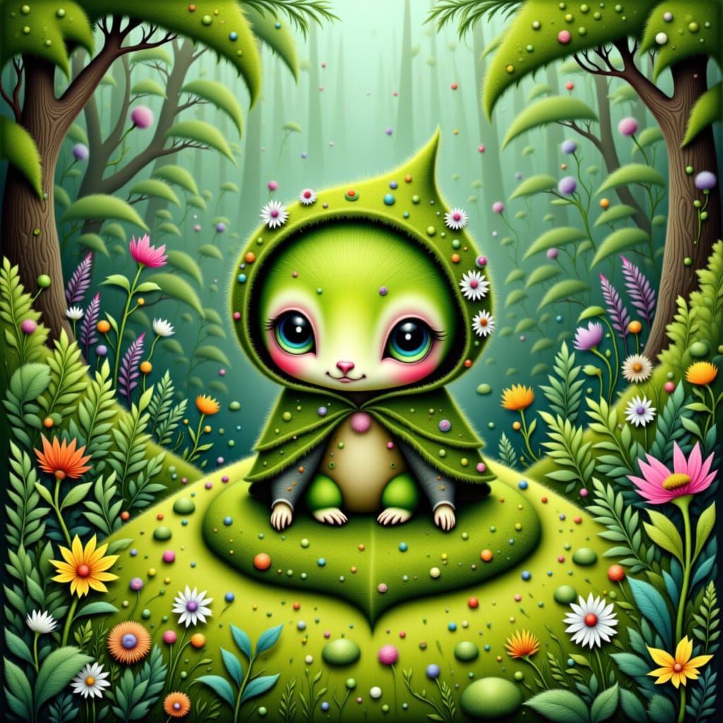 Moss Critter in Folk Art Style