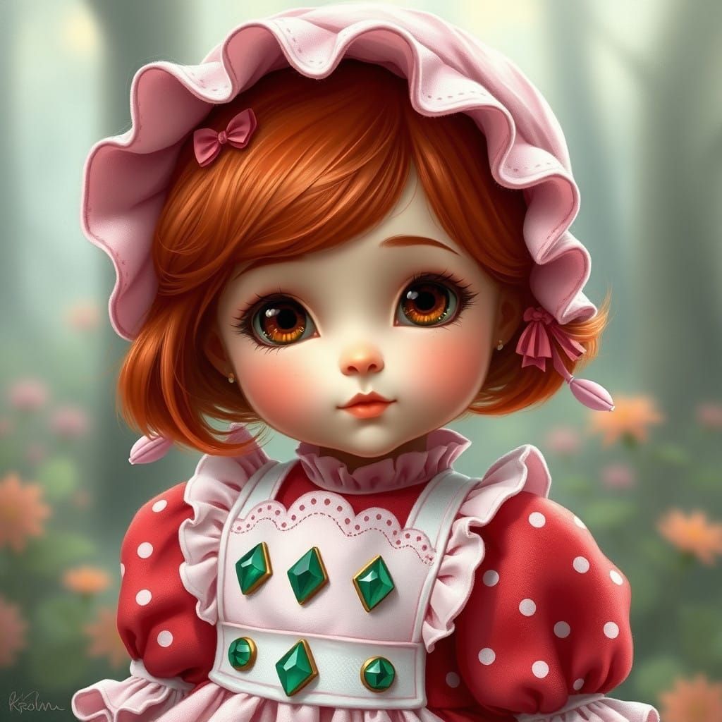 Ethereal Strawberry Shortcake in Whimsical Fantasy Dress