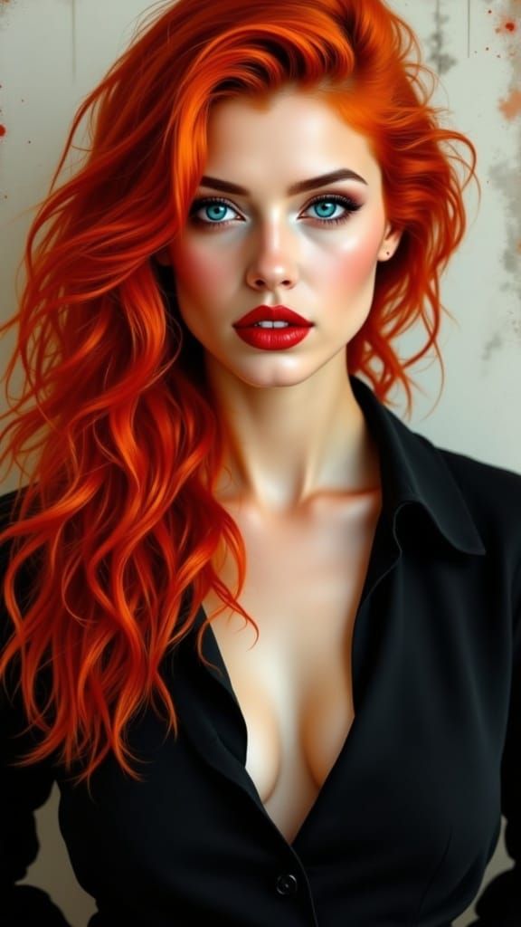 Vibrant Red Haired Siren in Elegant Portrait