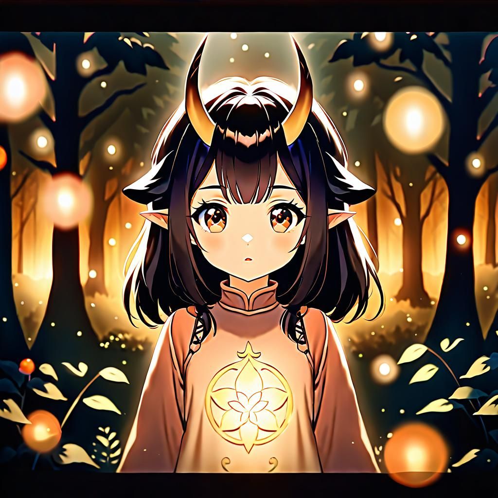 Tiefling Girl in Whimsical Forest, Cinematic Film Still