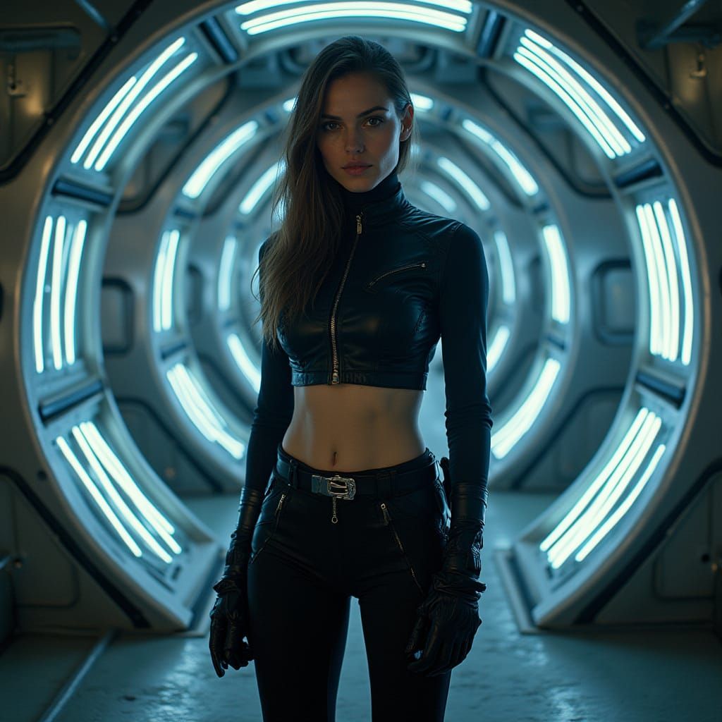 Natalie Portman in Cyberpunk Spacecraft