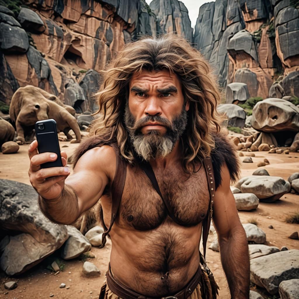 Caveman taking a Selfie