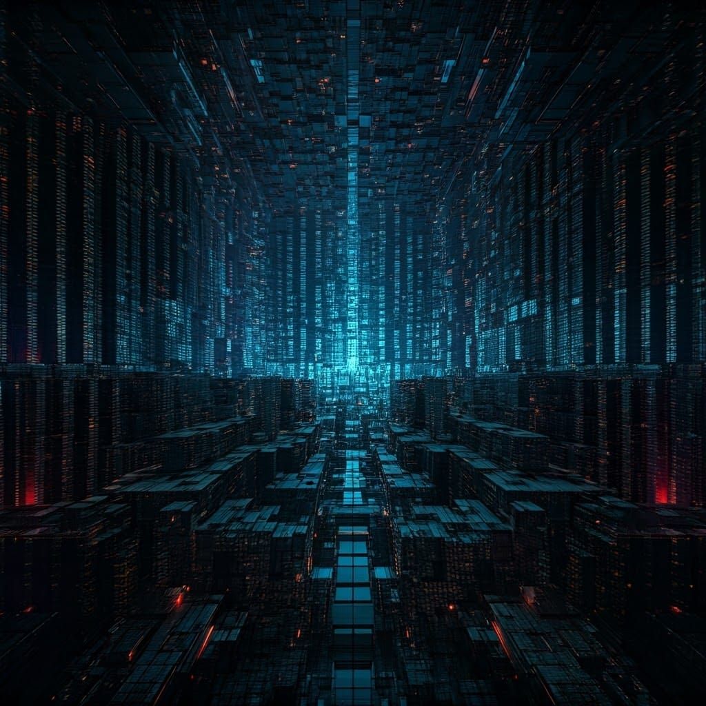 Cyberpunk Metropolis of Iridescent Cubes