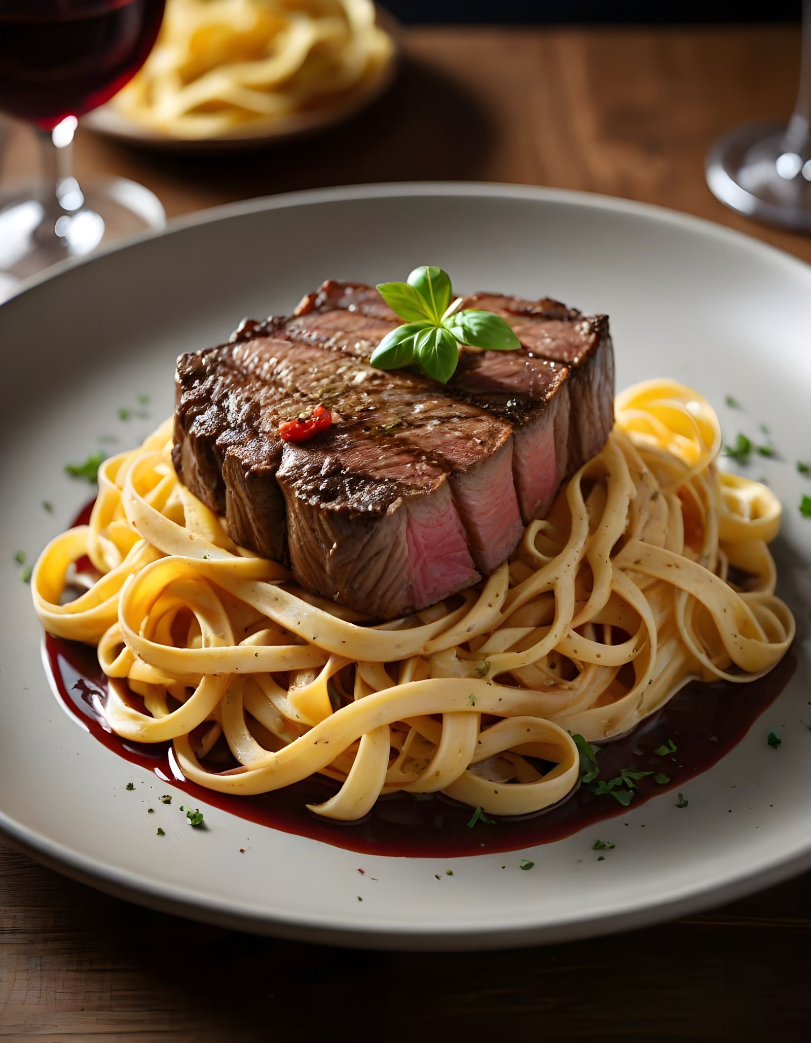 Gourmet Steak and Truffle Pasta: Food Photography
