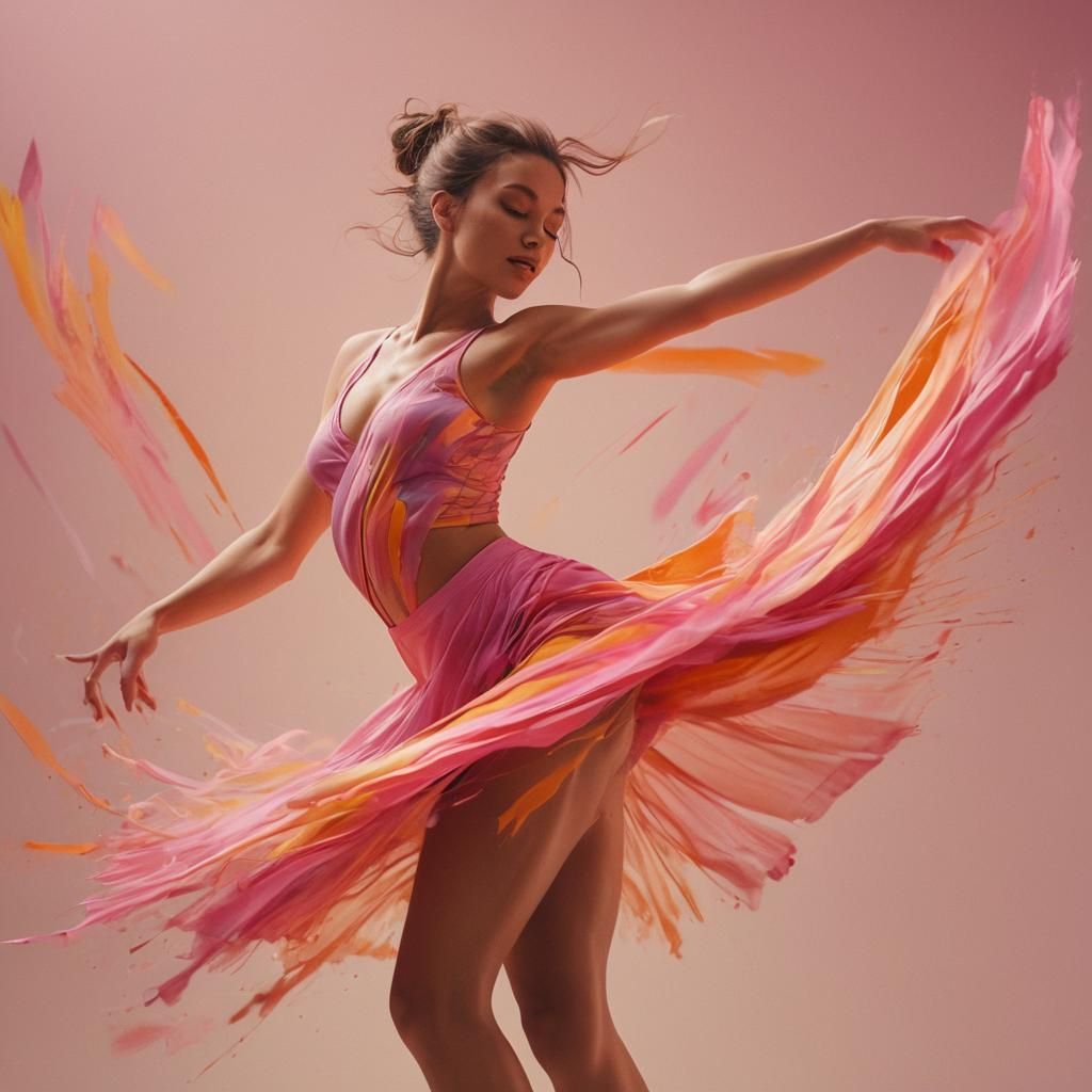 Dancer in Motion: Vibrant Abstract Expressionism