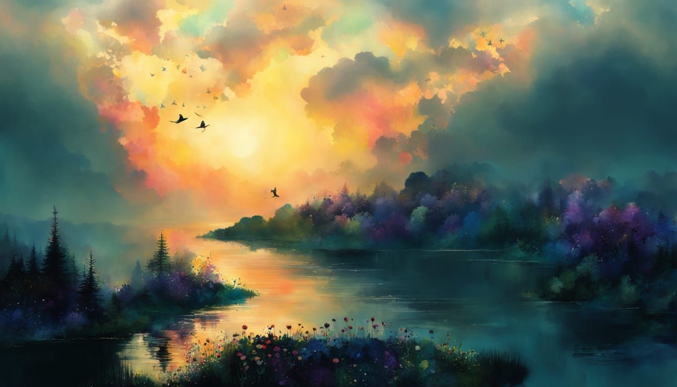 Whimsical Surreal Wildflower Illustration in Magical Cubist ...