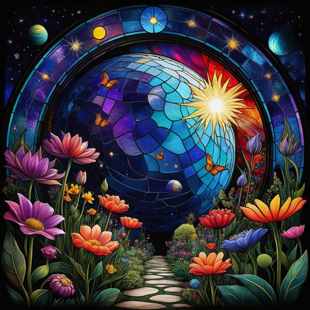 Stained-Glass Planet Blooms as a Flower