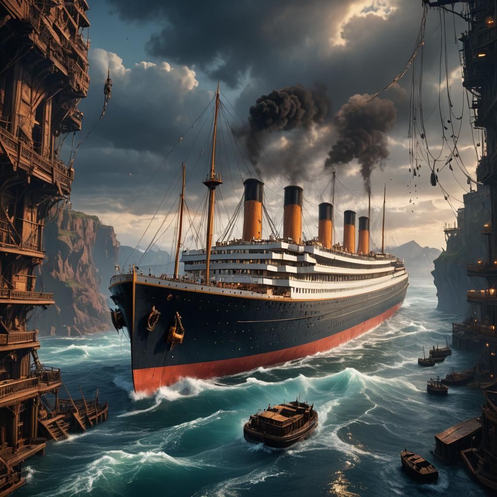 Detailed Matte Painting of the Titanic in 8k