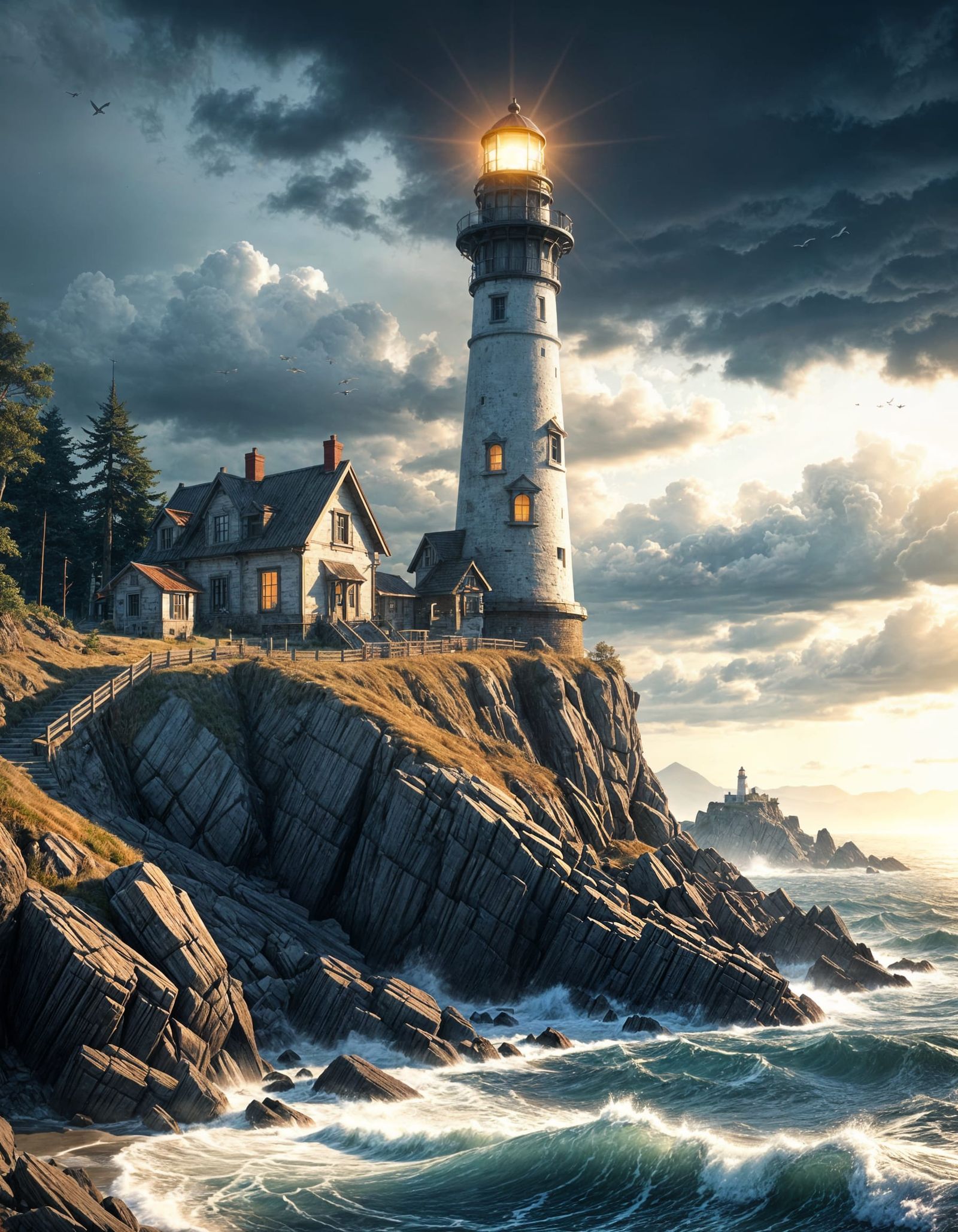 Hyperdetailed Seaside Lighthouse in Epic 3D Videogame Graphi...