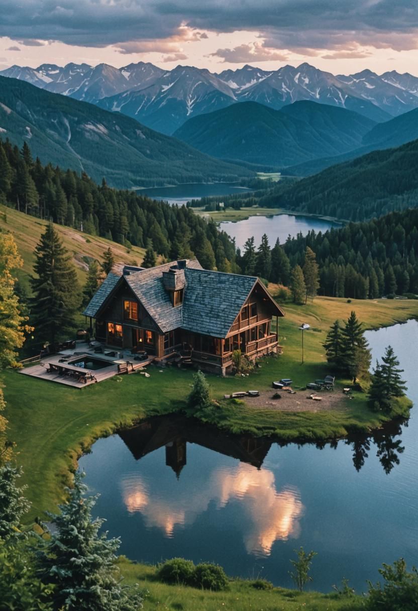 Cinematic Lake House Film Still