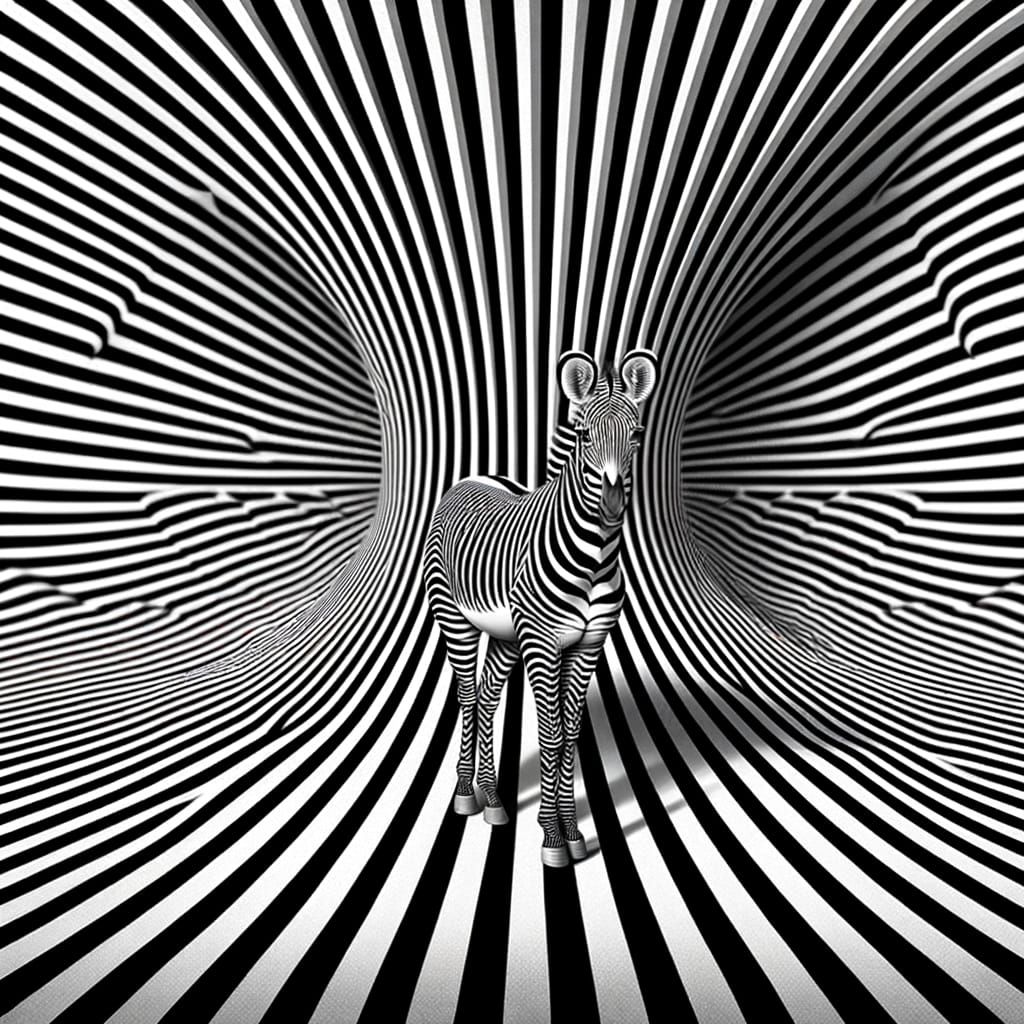 Zebra Optical Illusion with Upward Journey Stripes