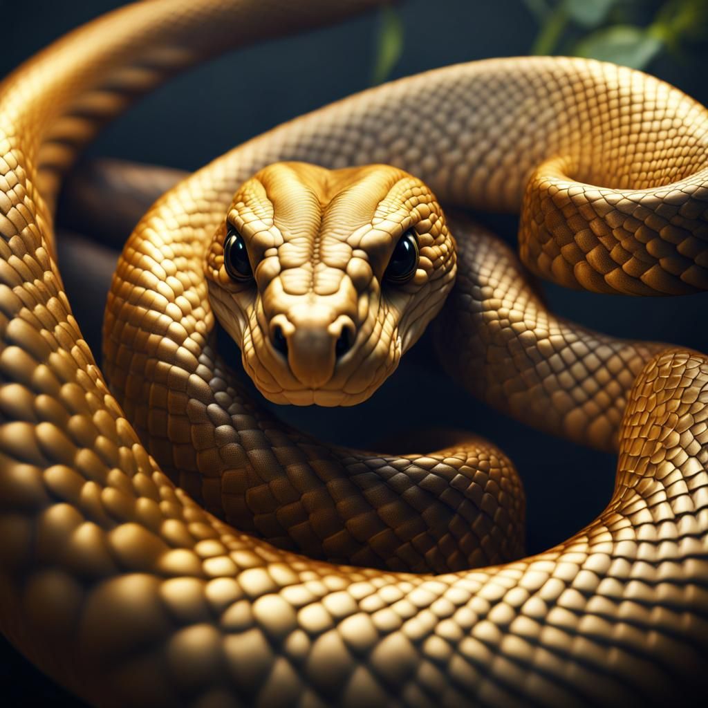 Golden Cobra Snake in Detailed Fantasy Concept Art
