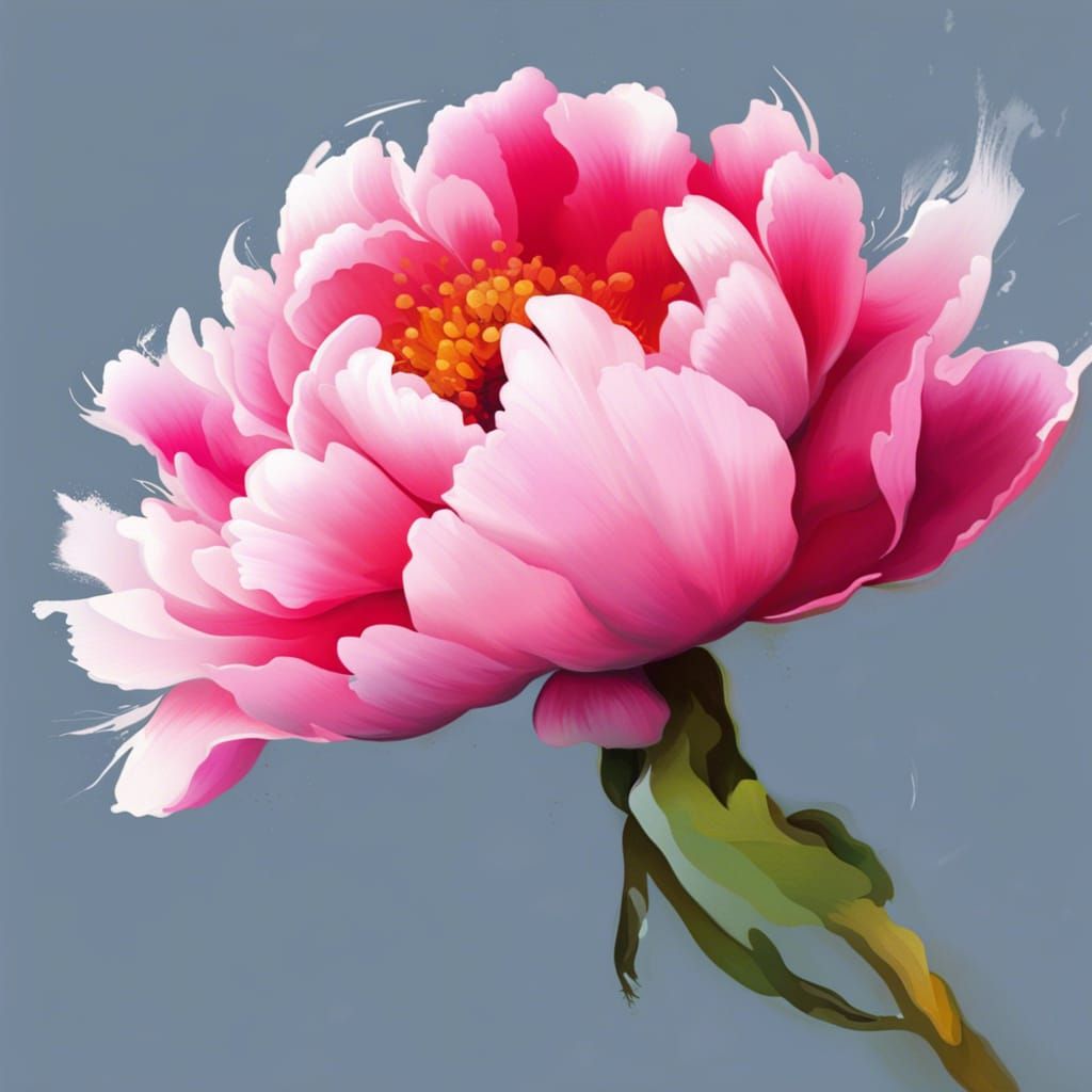 Abstract Peony Flower in Contemporary Graffiti Style