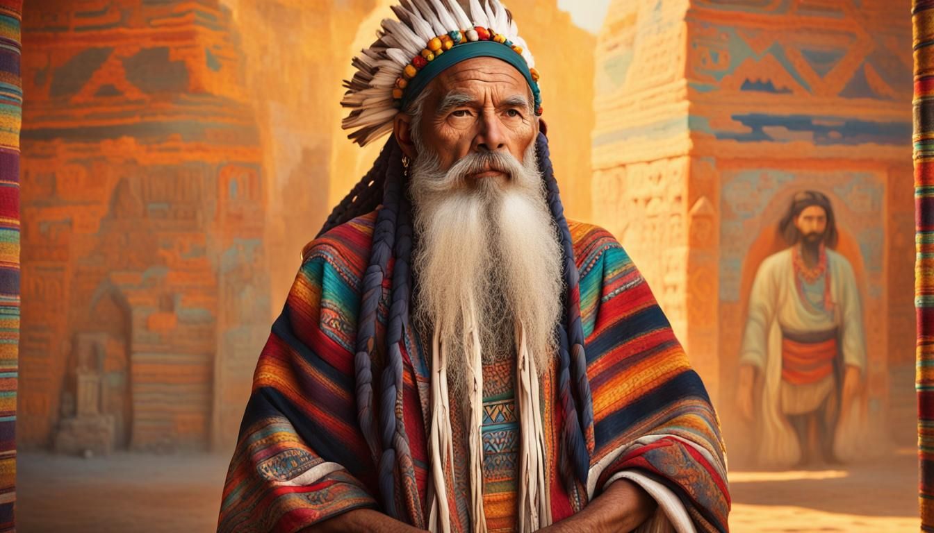 Nahuatl Man in Traditional Clothing, Oil Painting