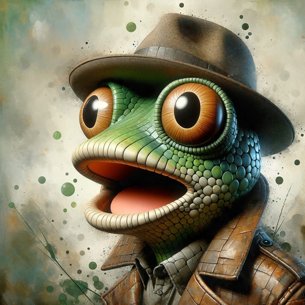 Surprised Claymation Frog in Mixed Media Digital Art