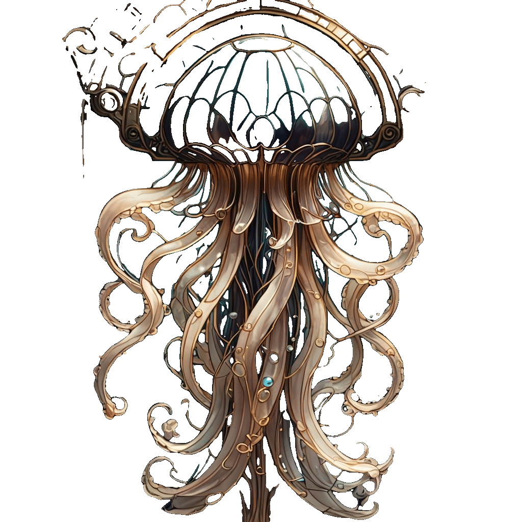 Art Deco Jellyfish Stained Glass Art