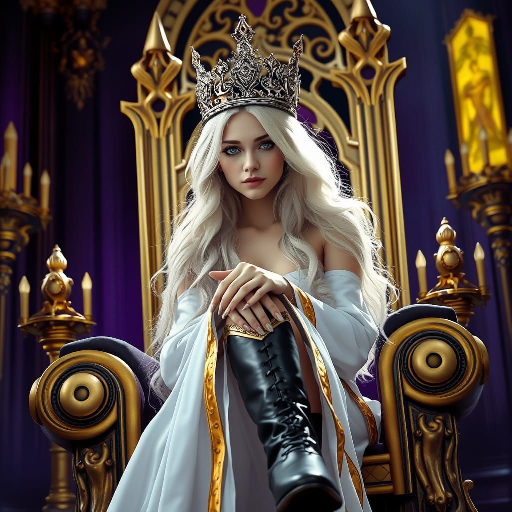 Fantasy Queen on Throne in Dark Grandeur
