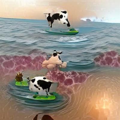 Cow Surfing a Wave in the Ocean