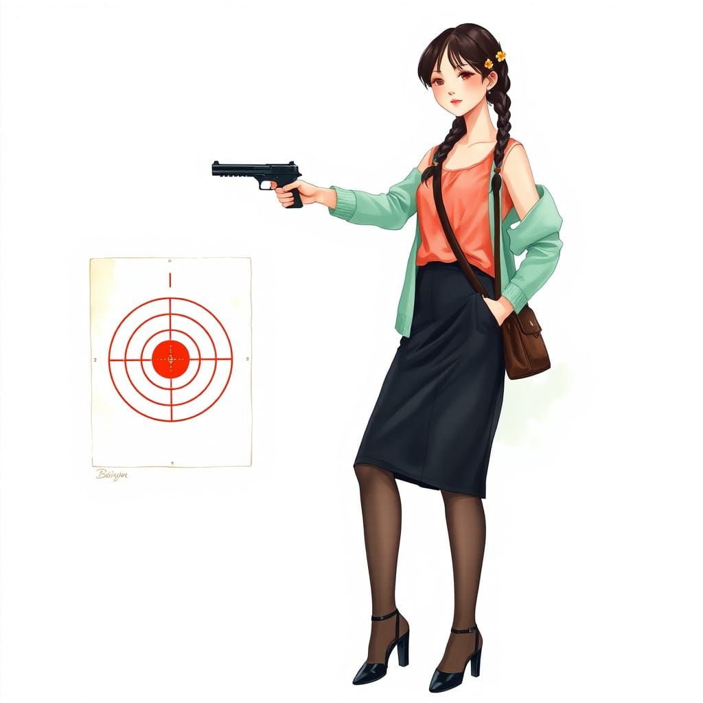 Confident Spy Girl in Elegant Watercolor Style