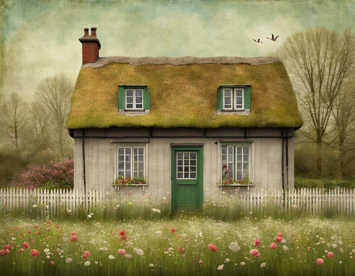 Cozy North Frisian Thatched Roof House in Spring Bloom