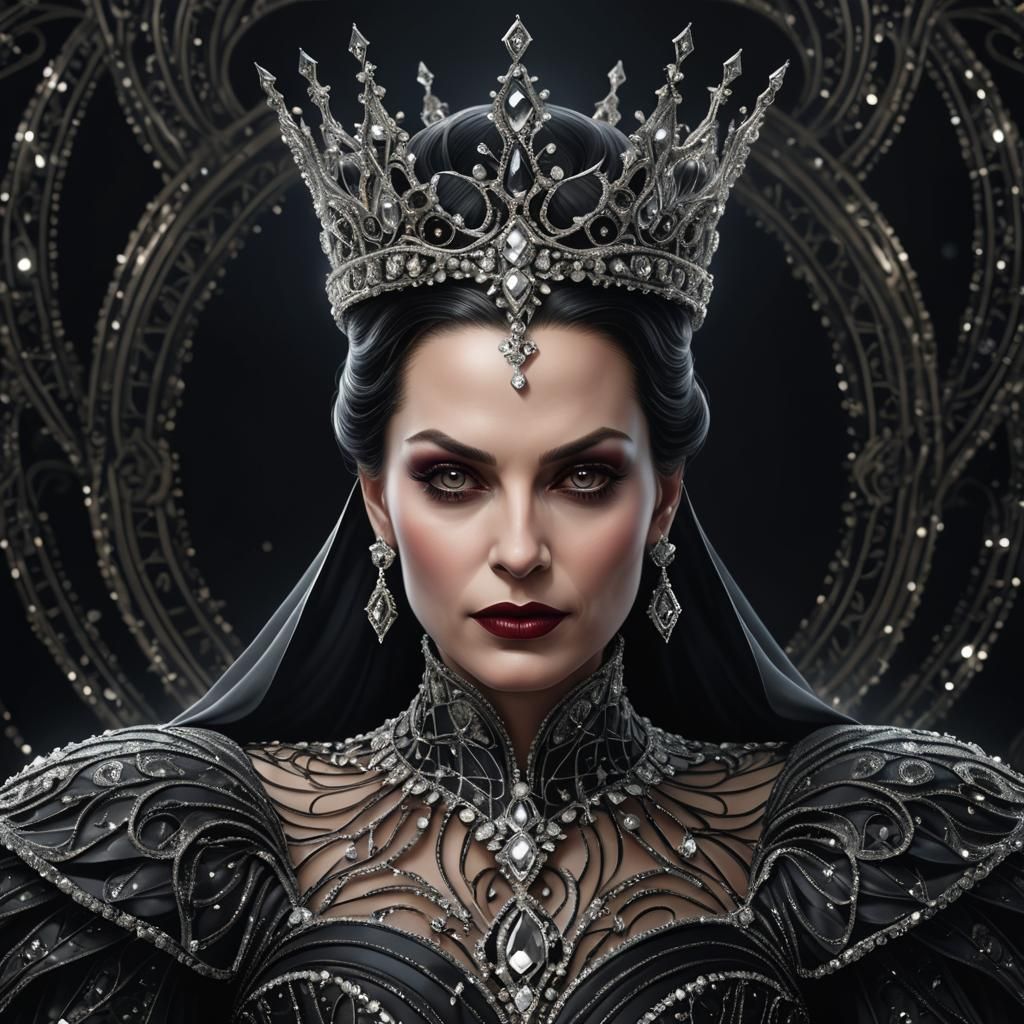 Evil Queen Portrait in Dark Silk and Diamonds