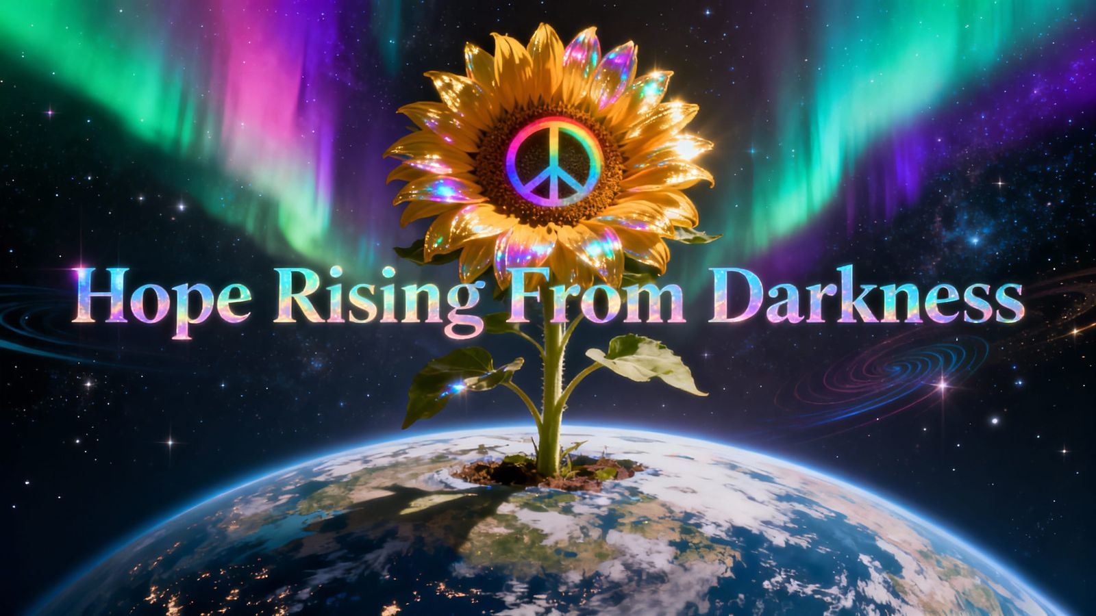 Surreal Sunflower Blooms in Aurora Light