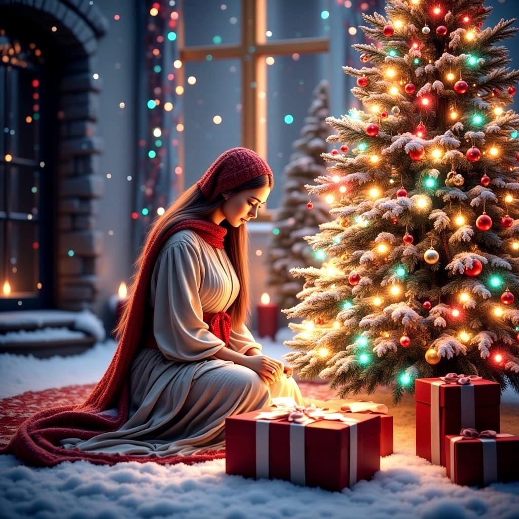 Enchanting Winter Wonderland Scene in Photorealistic Style