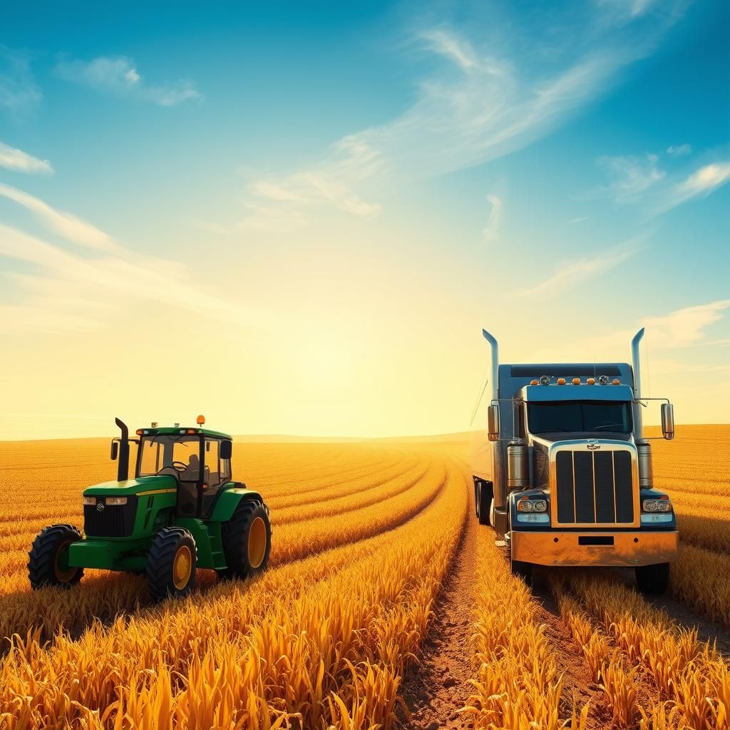 Harvest Season Farmland with John Deere Tractor
