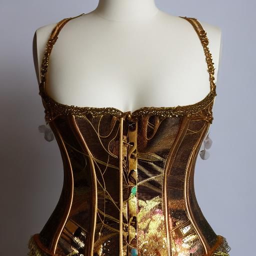Gold Embroidered Corset: Holographic Astral Illustration
