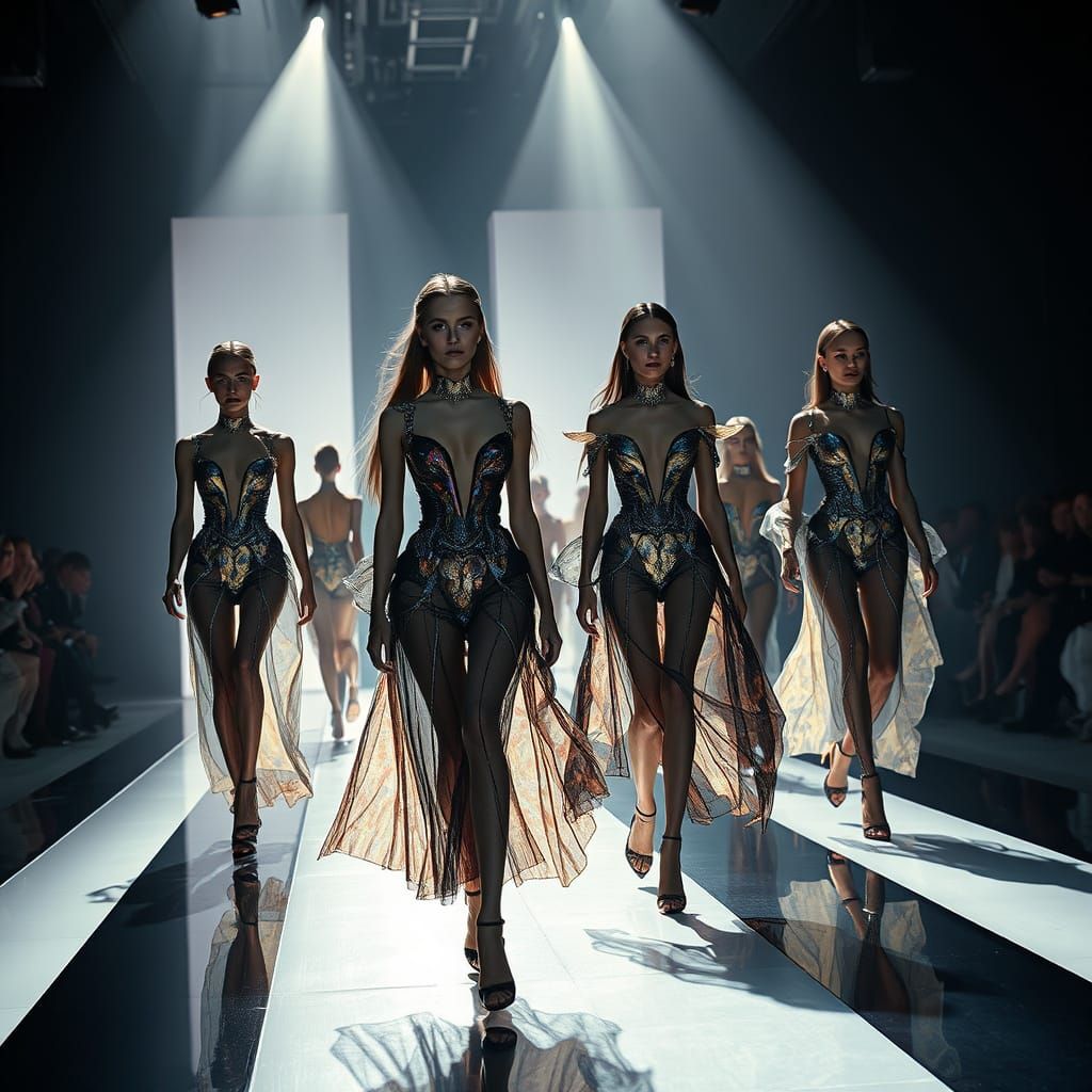 Futuristic Fashion Show in Hyperrealistic Style