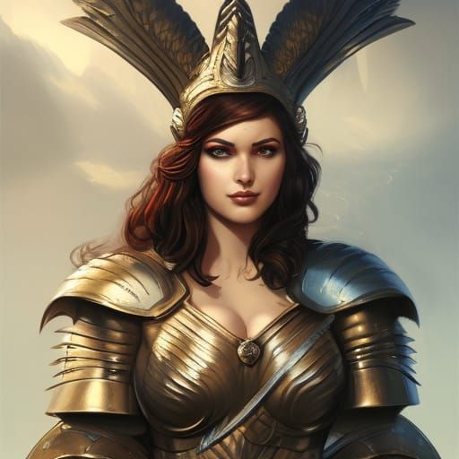 Detailed Amazon Valkyrie Athena Portrait in Fantasy Style