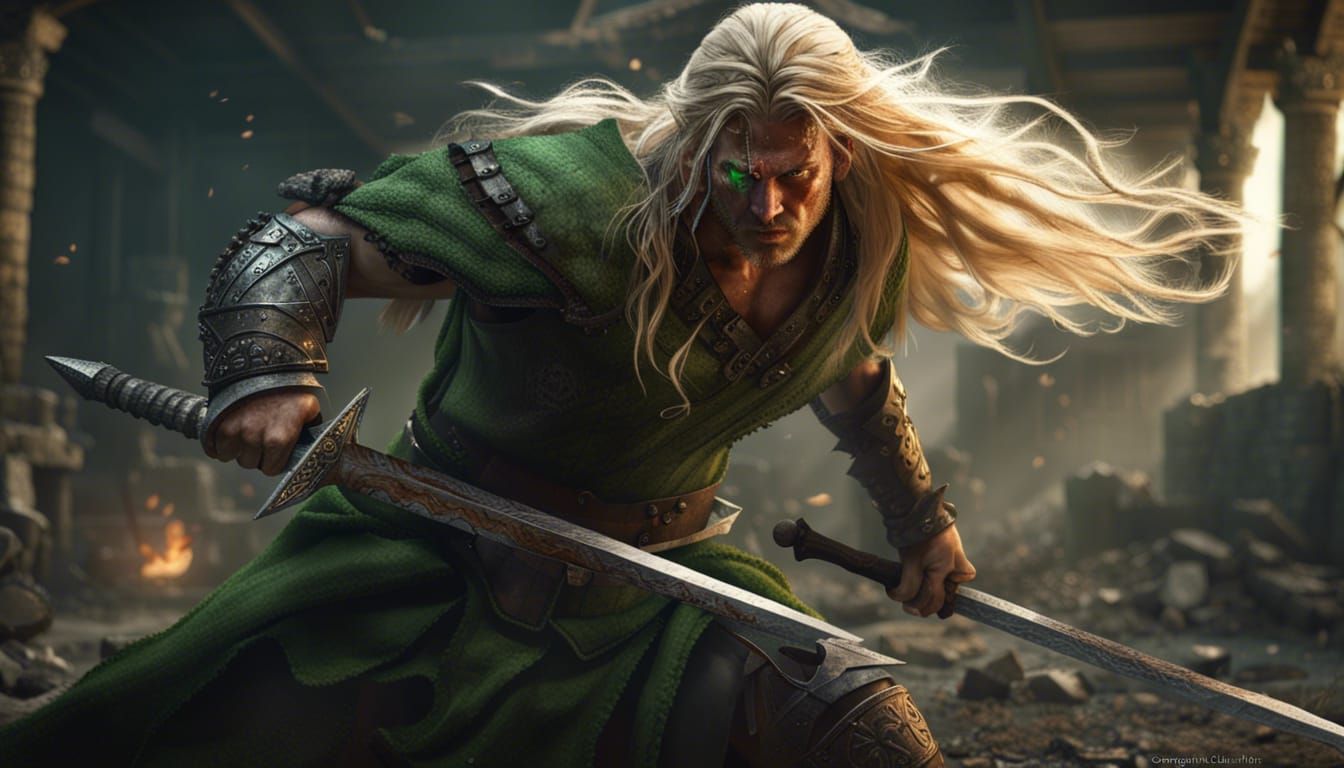 Barbarian Battles Undead in Dark Fantasy Art