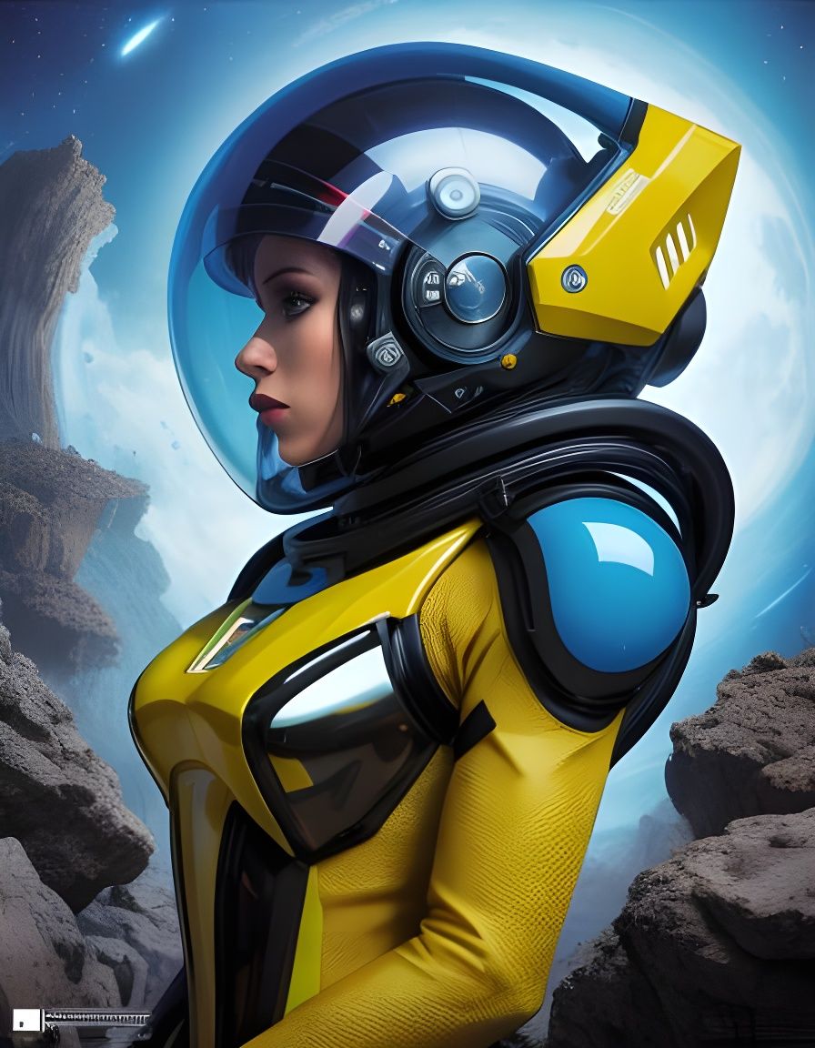Astronaut Exploring Alien Planet in Sci-Fi Style